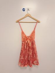 Orange geblümtes Slipkleid