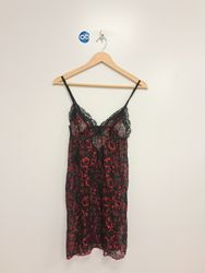 Sugar Plum Black and Red Lace Slip