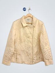 Chico's Women's Cream Gold Textured Jacket