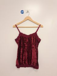 Velvet Cami with Lace Trim