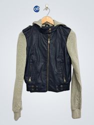 New Look Faux Leather Hooded Jacket