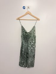 Grün-weiß gemustertes Trägerkleid