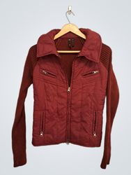 Take-out Women's Maroon Quilted Knit Jacket