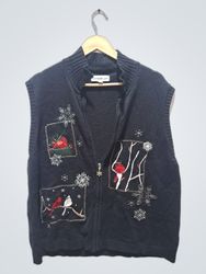 Southern Lady Black Sleeveless Mock Neck Zip Vest ..
