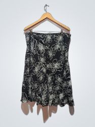 Notations Black Floral Print Midi Skirt
