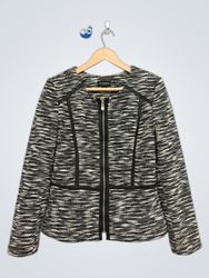 I.N. STUDIO Petite Black and White Textured Jacket