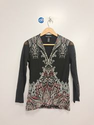 INC International Concepts Black Paisley Mesh V-Ne..