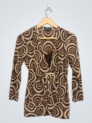 Elementz Brown Swirl Print Bluse mit Gürtel