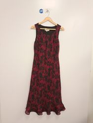 Studio I Rotes und schwarzes Midikleid mit ärmello..