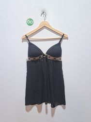 Schwarzes Babydoll mit Spitzenbesatz