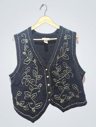 Black Embroidered Vest