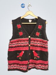 Holiday Traditions Women's Black Cardinal & Poinse..