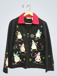 Black Jacket with Snowman Graphics
