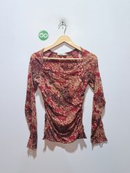RICKI'S Damen Langärmeliges Rotes Paisley-Muster G..
