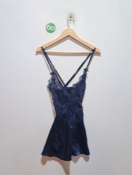 Navy Blue Lace Trimmed Chemise