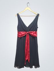 Dressbarn Collection Black V-Neck Midi Dress with ..