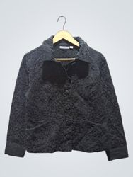 Croft & Barrow Black Textured Button-Front Jacket