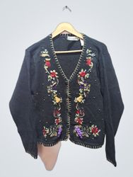 Victoria Jones Petite Embroidered Cardigan