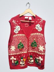Bobbie Brooks Red Christmas Knit Vest