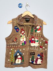 Studio Joy Damen Weste mit Schneemann-Motiv für di..