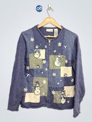 Croft & Barrow Petite Schneemann-Patchwork-Cardiga..