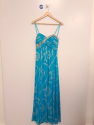Betsy & Adam Blue gerafftes, verziertes Maxikleid