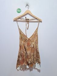 Brown Paisley Print Halter Top