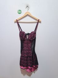 Goldie & Mac Black & Pink Lace Babydoll
