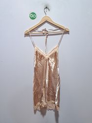 Satin Slip Dress with Lace Trim