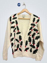 Cremiger Stechpalmen-Beeren-Cardigan