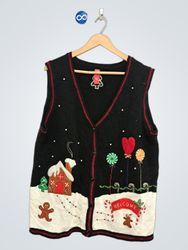 Ärmellose Weihnachtsweste mit Lebkuchenhaus- und B..