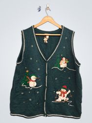 Women's Sleeveless Christmas Vest with Snowman and..
