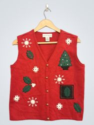 Croft & Barrow Petite Red Christmas Tree & Snowfla..