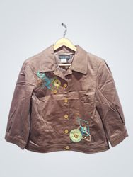 CITY GIRL Nancy Belen Brown Embroidered Jacket