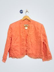 Plaza South Petite Korallrote bestickte Jacke