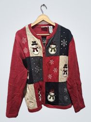 Croft & Barrow Women's Christmas Snowman Patchwork..