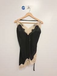 Black lace trim slip dress