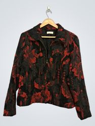 Christopher & Banks Women's Black & Red Floral Jac..