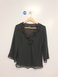 Blusa nera con volant e perline POSITIVE attitude