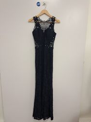 City Triangles Navy Lace Maxi Dress