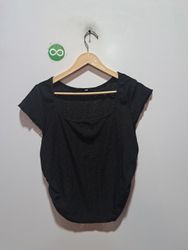 Black Textured Cropped Top