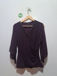 MSK Purple Embellished Wrap Blouse