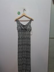 Metaphor Black and White Geometric Print Maxi Dres..