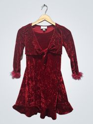 iz byer california red velvet dress with tie back