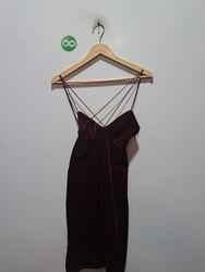 TOBI Burgundy Velvet Spaghetti Strap Mini Dress
