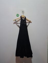 Black Halter Neck Embellished Dress