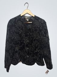 R&K Evening Black Velvet Beaded Jacket
