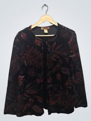 Notations Black Floral Print Velvet Jacket