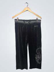 BCBG Max Azria Pantaloni in velluto nero con stamp..