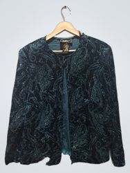 R&K Evening Women's 18W Velvet Paisley Print Jacke..